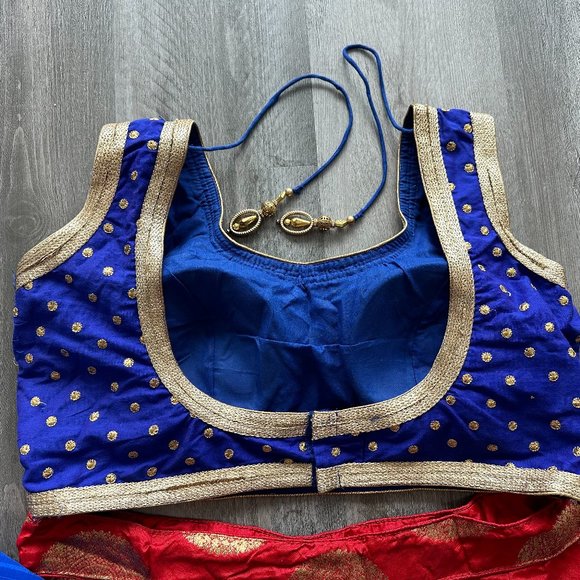 NEW Lehenga Choli - Red, Royal Blue, Gold, Foil Print, M/L - Picture 5 of 5